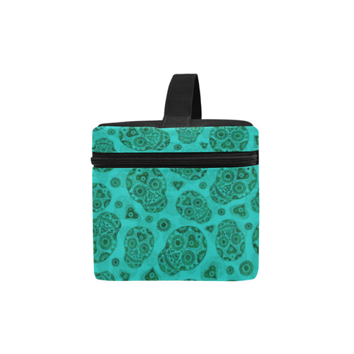 Sugar Skull Pattern - Teal Cosmetic Bag/Large (Model 1658)