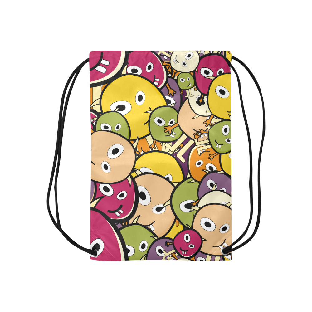 monster colorful doodle Small Drawstring Bag Model 1604 (Twin Sides) 11"(W) * 17.7"(H)