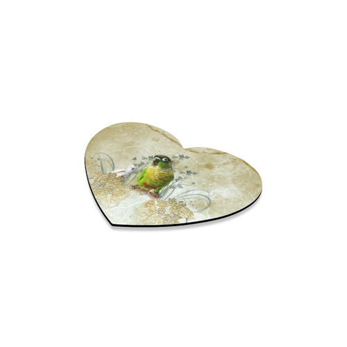 Sweet parrot with floral elements Heart Coaster