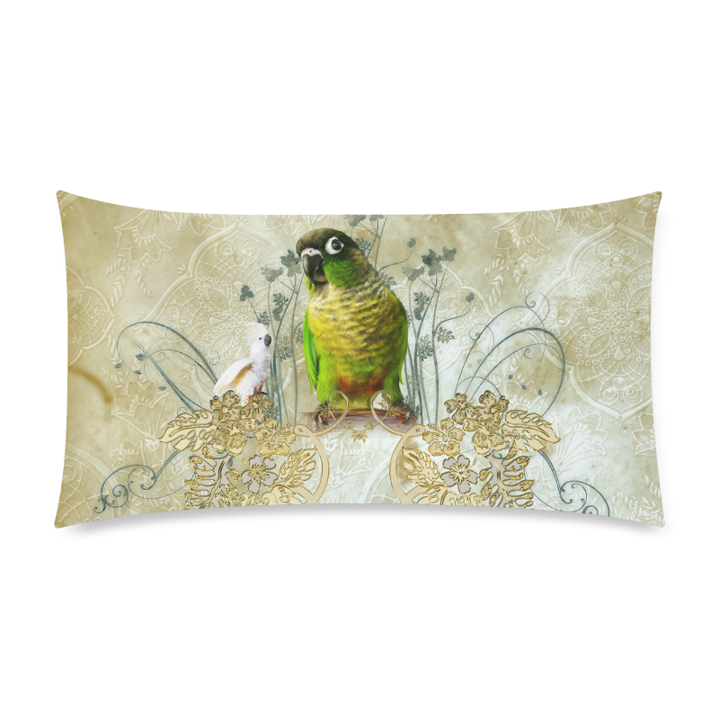 Sweet parrot with floral elements Rectangle Pillow Case 20"x36"(Twin Sides)