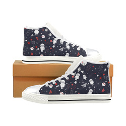 Astronaut Doodle High Top Canvas Shoes for Kid (Model 017)