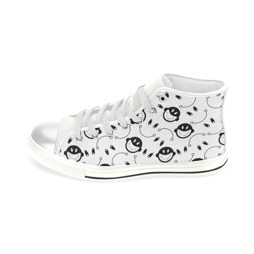 black and white funny monkeys High Top Canvas Shoes for Kid (Model 017)