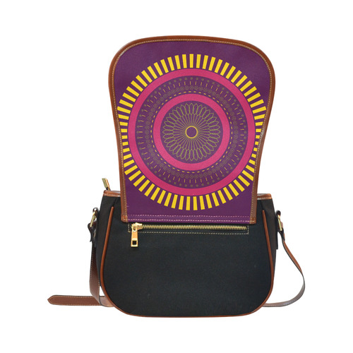 red zen mandala circle Saddle Bag/Small (Model 1649)(Flap Customization)