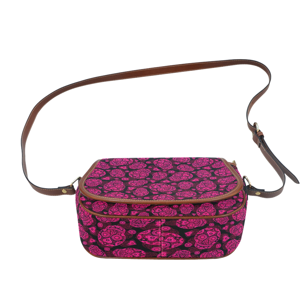 Sugar Skull Pattern - Pink Saddle Bag/Small (Model 1649) Full Customization