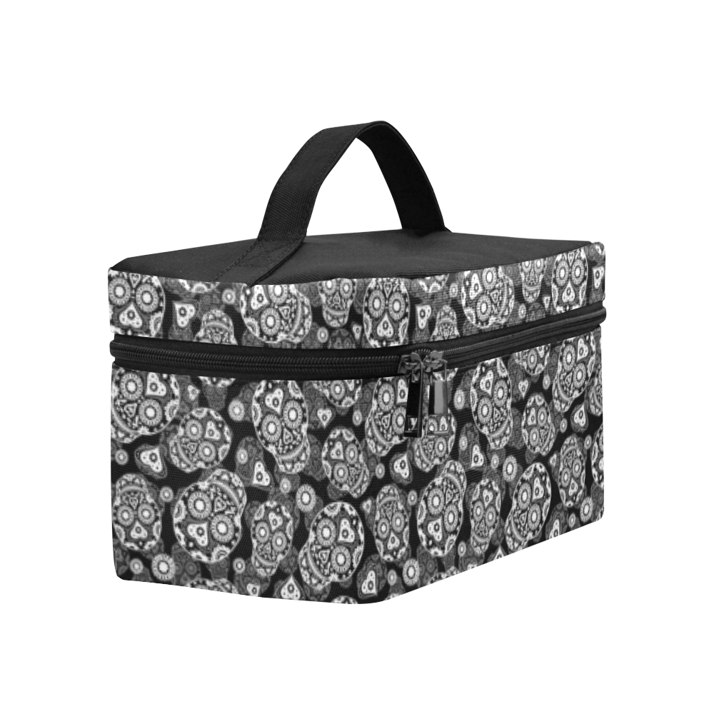 Sugar Skull Pattern - Black and White Cosmetic Bag/Large (Model 1658)