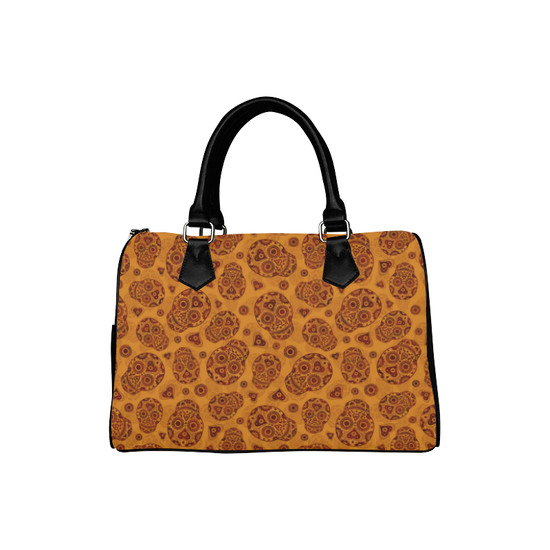 Sugar Skull Pattern - Gold Boston Handbag (Model 1621)