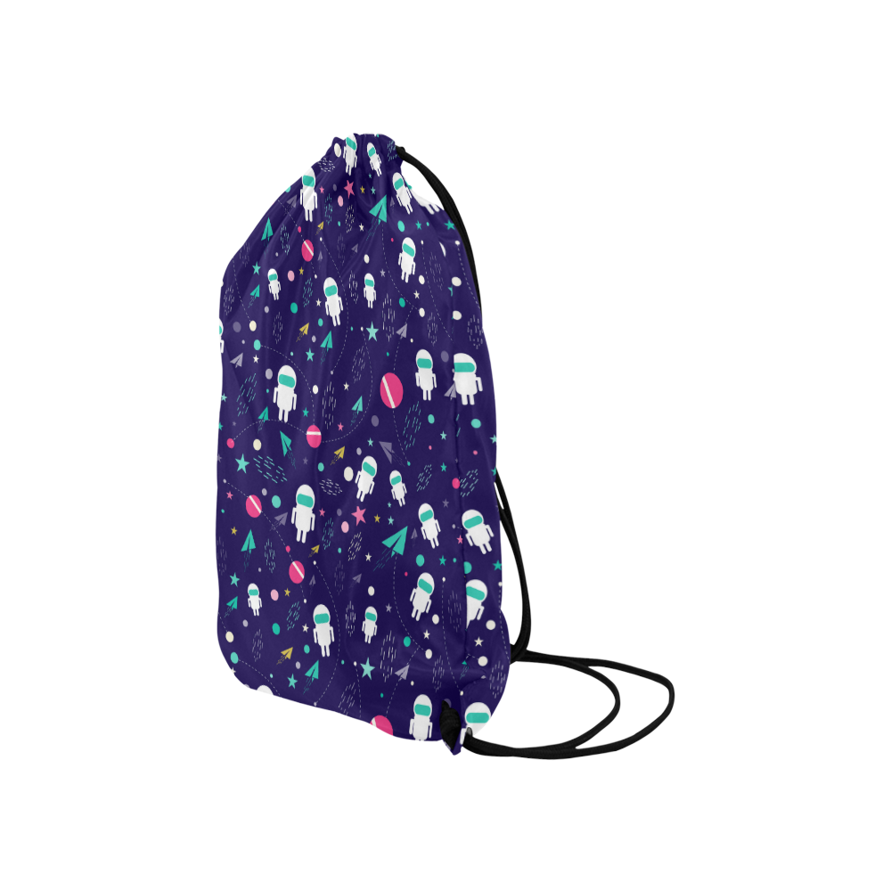 Cute Doodle Astronauts Small Drawstring Bag Model 1604 (Twin Sides) 11"(W) * 17.7"(H)