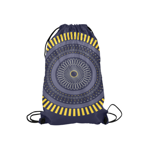 blue zen mandala circle Small Drawstring Bag Model 1604 (Twin Sides) 11"(W) * 17.7"(H)