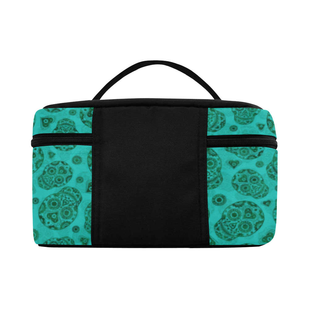 Sugar Skull Pattern - Teal Cosmetic Bag/Large (Model 1658)