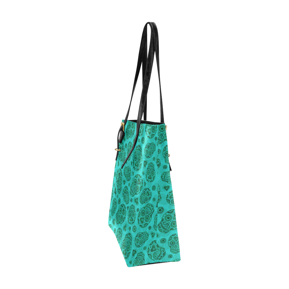 Sugar Skull Pattern - Teal Euramerican Tote Bag/Small (Model 1655)