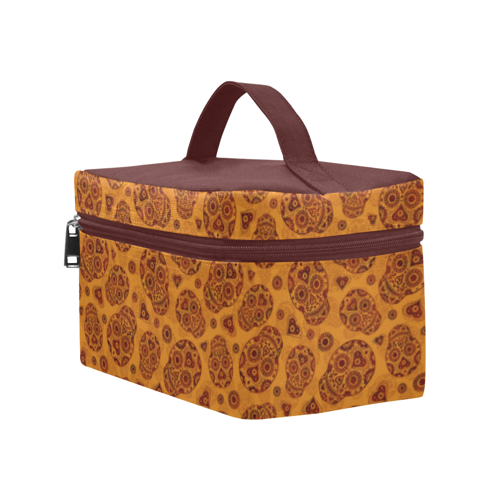 Sugar Skull Pattern - Gold Cosmetic Bag/Large (Model 1658)