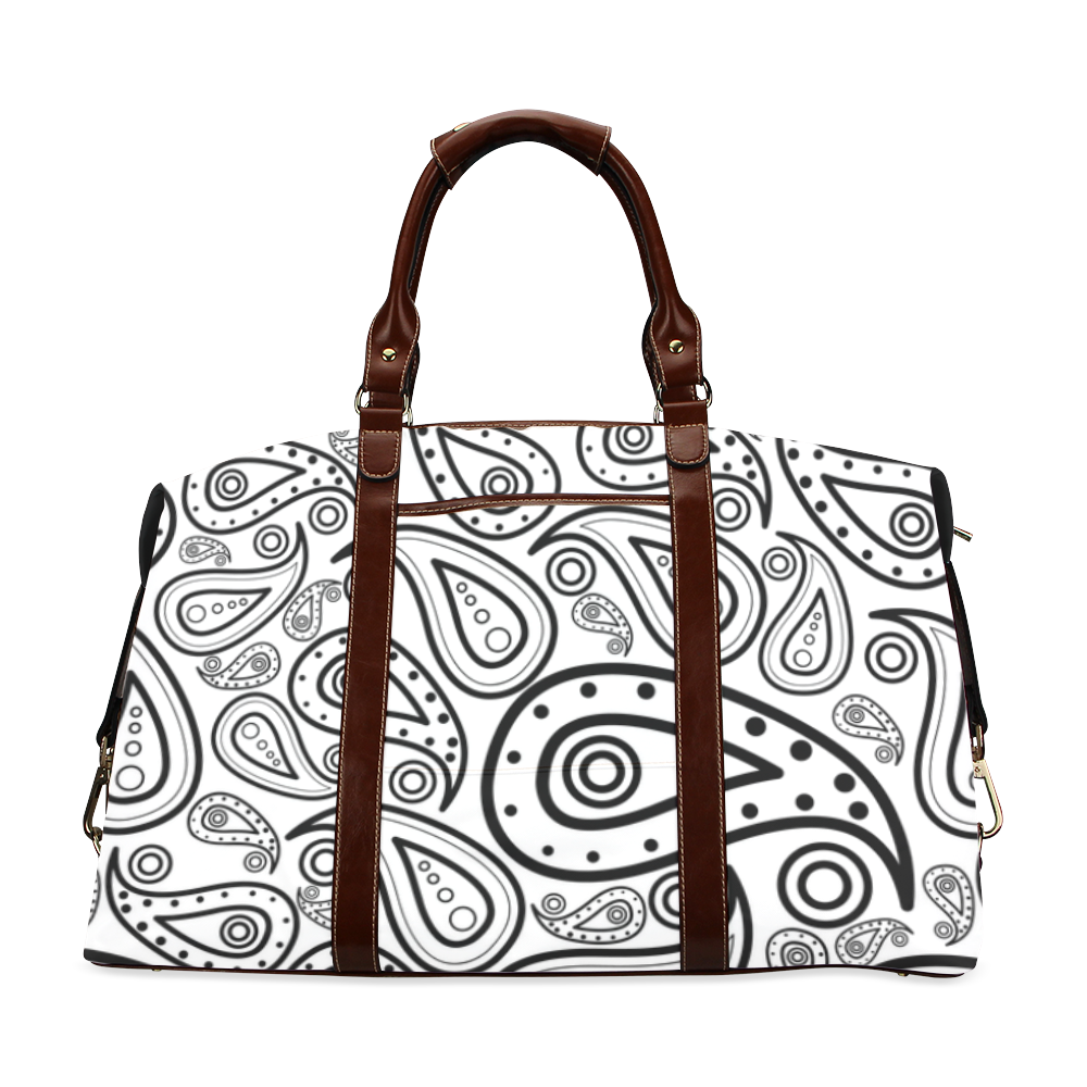 black and white paisley Classic Travel Bag (Model 1643) Remake