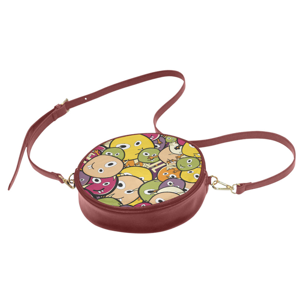 monster colorful doodle Round Sling Bag (Model 1647)