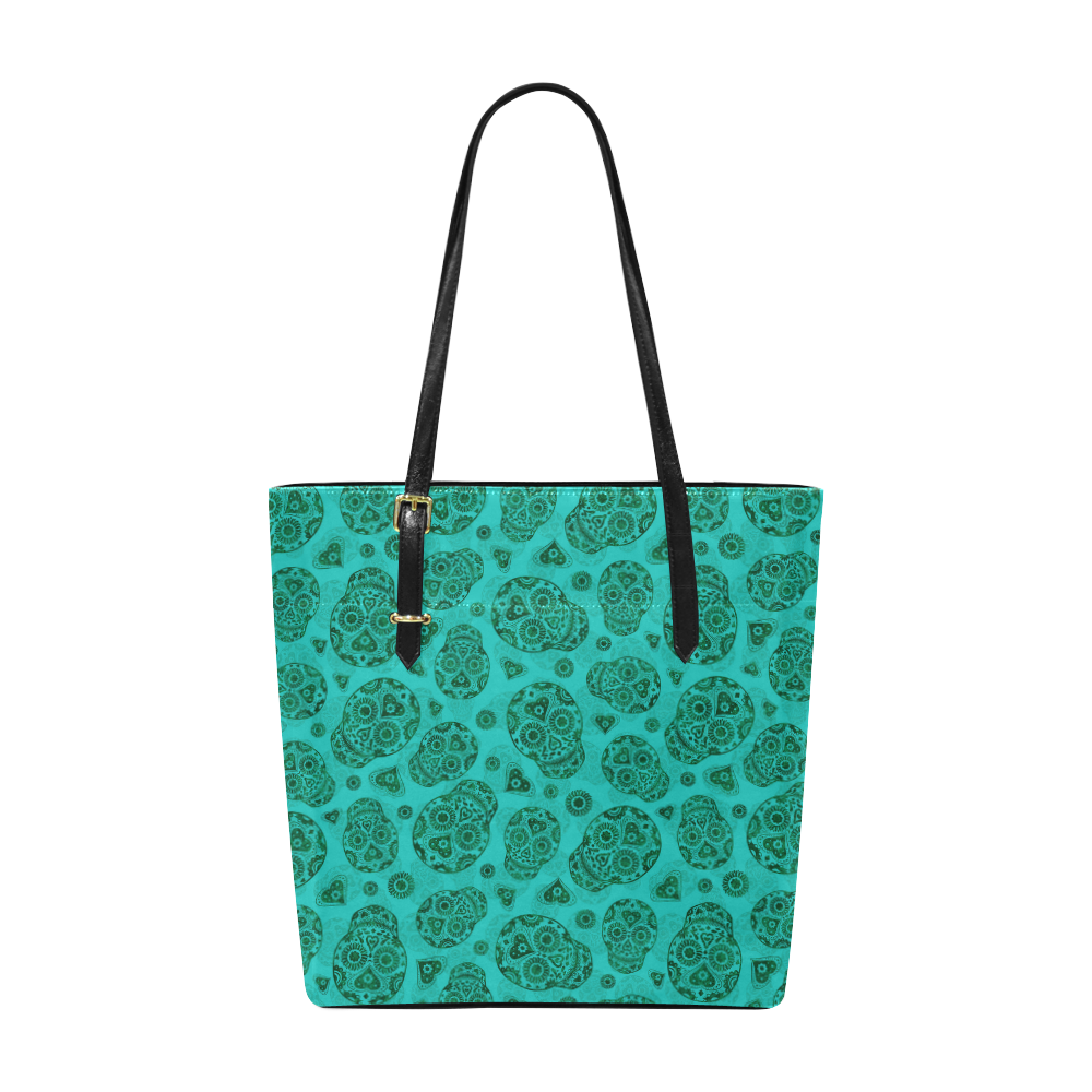 Sugar Skull Pattern - Teal Euramerican Tote Bag/Small (Model 1655)