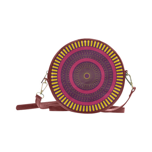 red zen mandala circle Round Sling Bag (Model 1647)