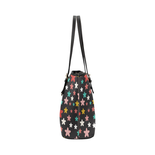 Symmetric Star Flowers Leather Tote Bag/Large (Model 1651)