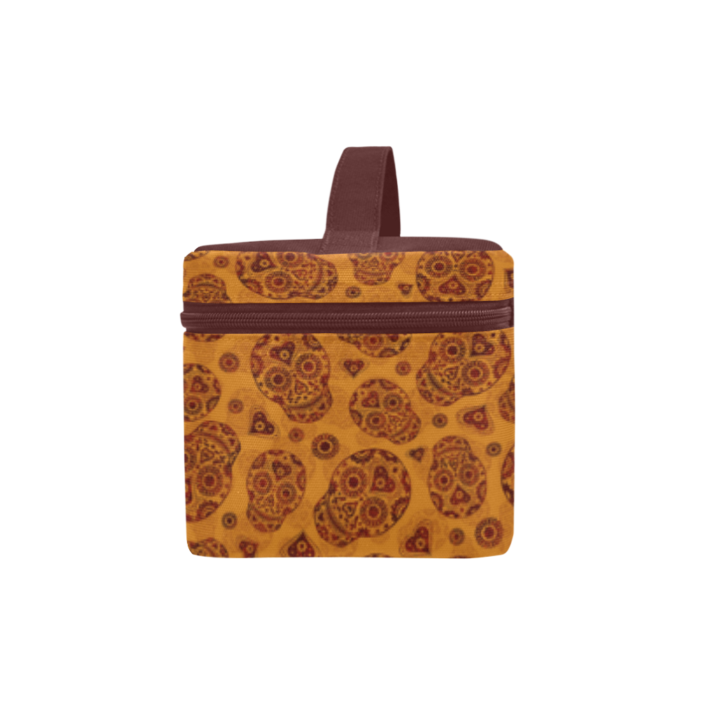 Sugar Skull Pattern - Gold Cosmetic Bag/Large (Model 1658)