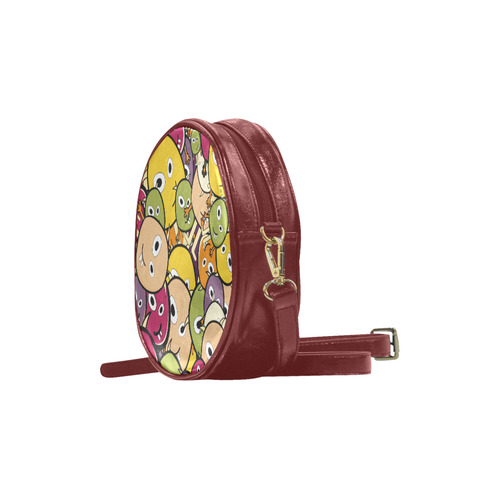 monster colorful doodle Round Sling Bag (Model 1647)
