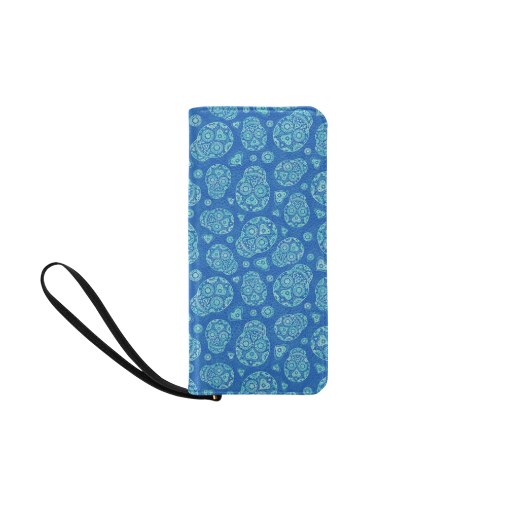 Sugar Skull Pattern - Blue Women's Clutch Purse (Model 1637)