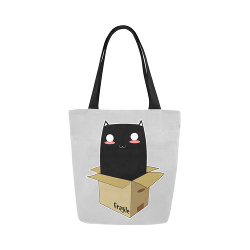 Black Cat in a Box Canvas Tote Bag (Model 1657)