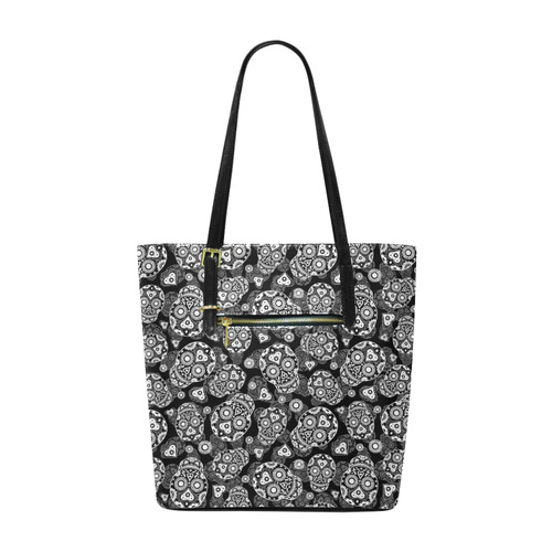 Sugar Skull Pattern - Black and White Euramerican Tote Bag/Small (Model 1655)