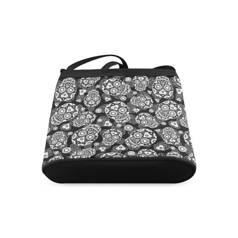 Sugar Skull Pattern - Black and White Crossbody Bags (Model 1613)