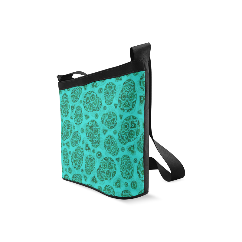 Sugar Skull Pattern - Teal Crossbody Bags (Model 1613)