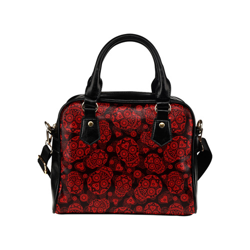 Sugar Skull Pattern - Red Shoulder Handbag (Model 1634)