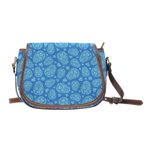 Sugar Skull Pattern - Blue Saddle Bag/Large (Model 1649)