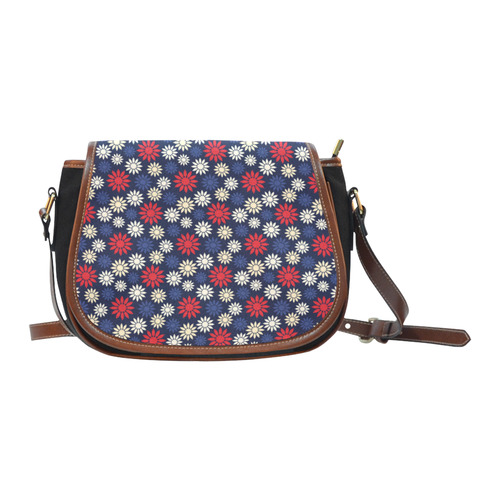 Red Symbolic Camomiles Floral Saddle Bag/Small (Model 1649)(Flap Customization)