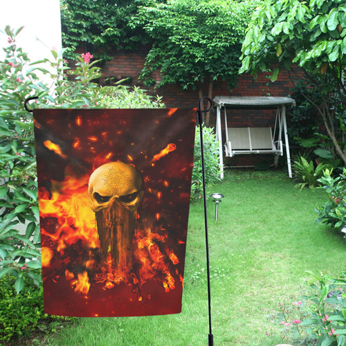 Amazing skull with fire Garden Flag 12‘’x18‘’（Without Flagpole）