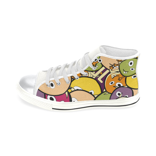 monster colorful doodle High Top Canvas Shoes for Kid (Model 017)
