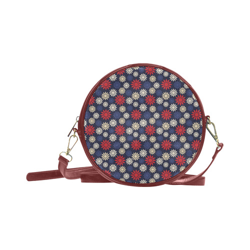 Red Symbolic Camomiles Floral Round Sling Bag (Model 1647)