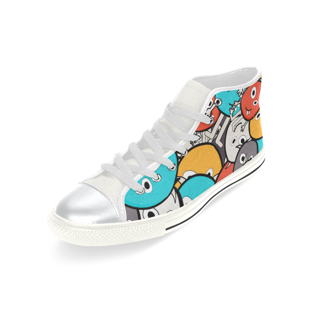 multicolor doodle monsters High Top Canvas Shoes for Kid (Model 017)