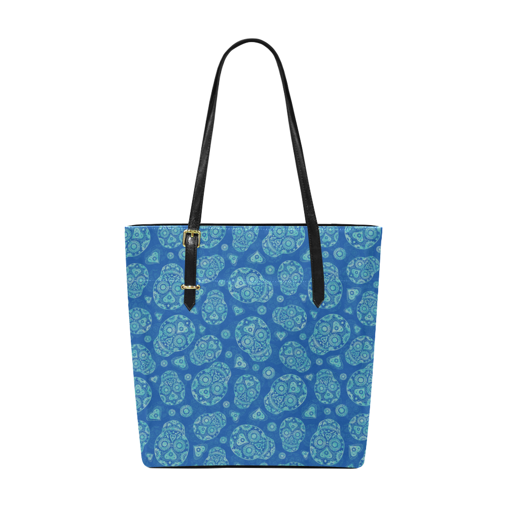 Sugar Skull Pattern - Blue Euramerican Tote Bag/Small (Model 1655)