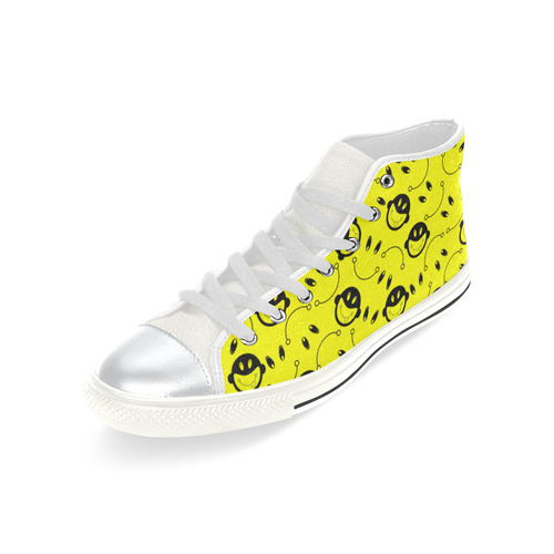 monkey tongue out on yellow High Top Canvas Shoes for Kid (Model 017)