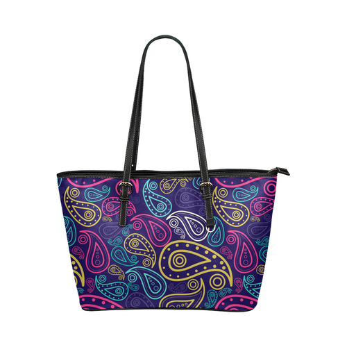 paisley Leather Tote Bag/Small (Model 1651)