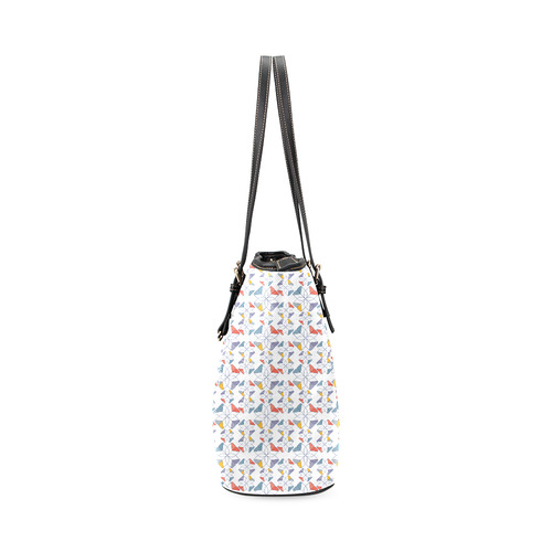 floral geometric seamless oriental Leather Tote Bag/Small (Model 1640)