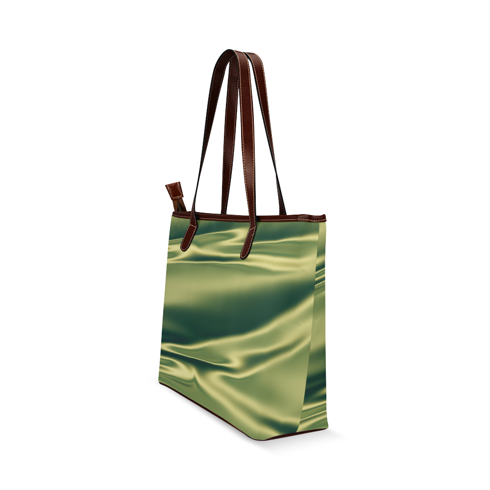 Green satin 3D texture Shoulder Tote Bag (Model 1646)
