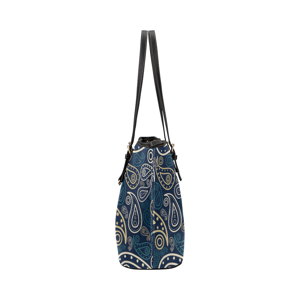paisley illustration Leather Tote Bag/Small (Model 1651)