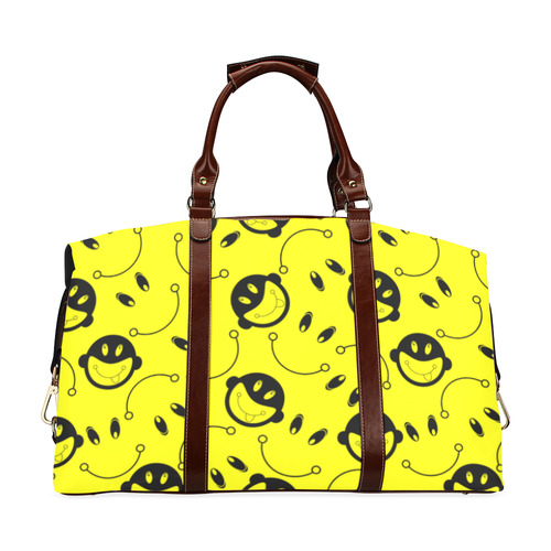 monkey tongue out on yellow Classic Travel Bag (Model 1643) Remake