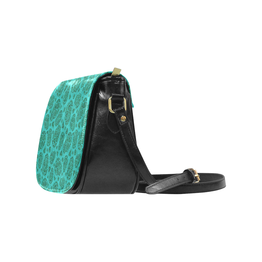 Sugar Skull Pattern - Teal Classic Saddle Bag/Small (Model 1648)