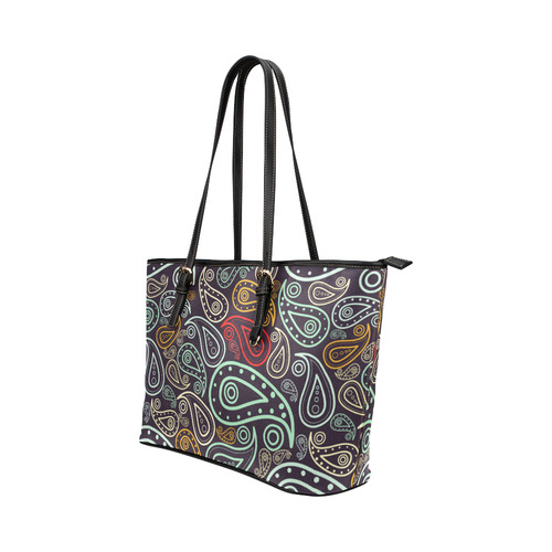 colorful paisley Leather Tote Bag/Small (Model 1651)