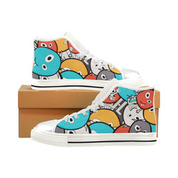 multicolor doodle monsters High Top Canvas Shoes for Kid (Model 017)