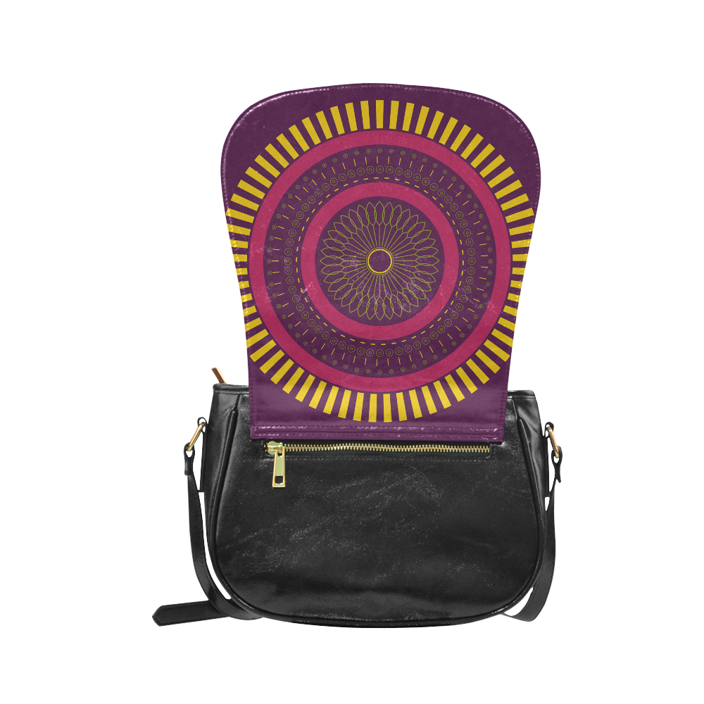 red zen mandala circle Classic Saddle Bag/Small (Model 1648)