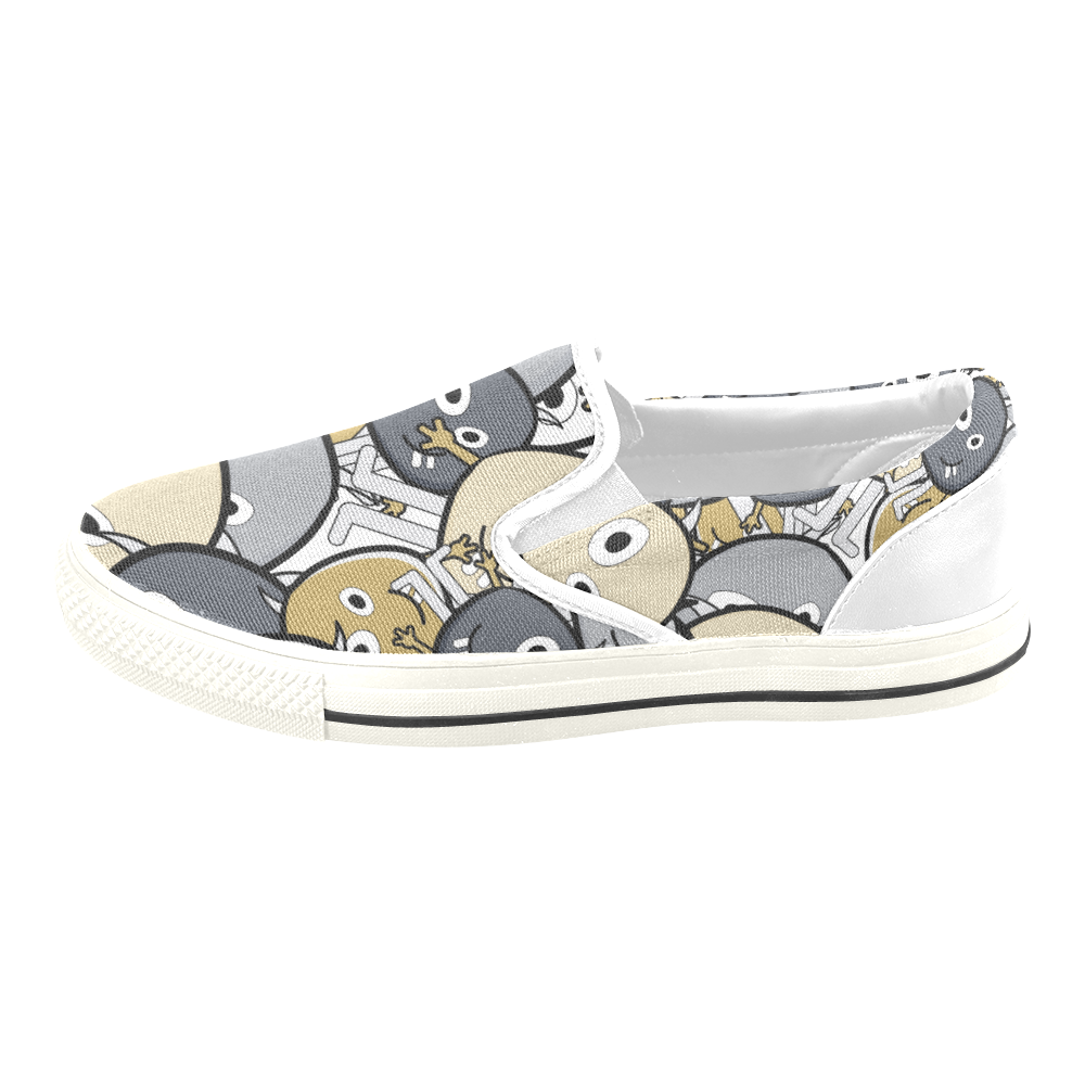 doodle monsters Slip-on Canvas Shoes for Kid (Model 019)