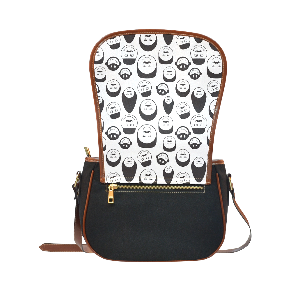 funny emotional faces Saddle Bag/Small (Model 1649)(Flap Customization)