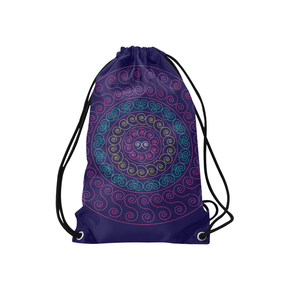 simply pink circular design mandala Small Drawstring Bag Model 1604 (Twin Sides) 11"(W) * 17.7"(H)