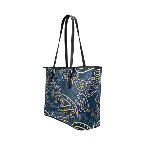 paisley illustration Leather Tote Bag/Small (Model 1651)