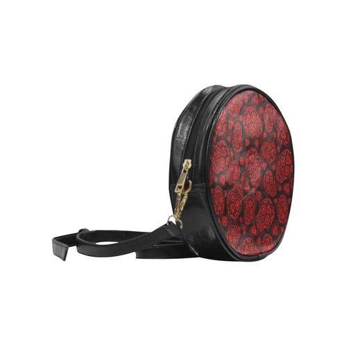 Sugar Skull Pattern - Red Round Sling Bag (Model 1647)